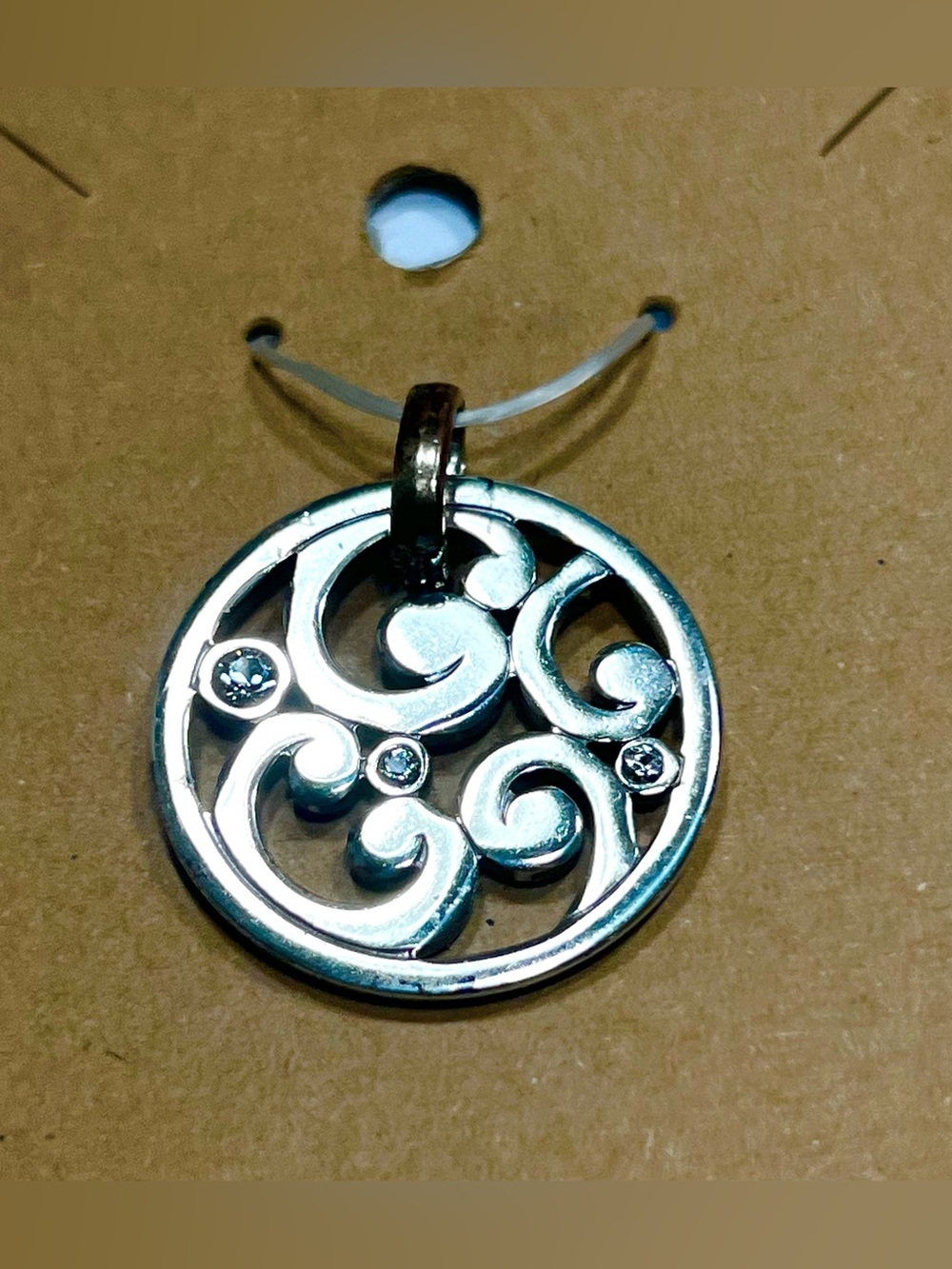 Brighton London Groove Reversible Round Swirl Pendant w/ Crystal Accents